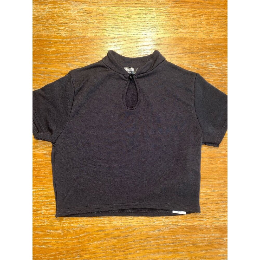 Missguided Womens Black Cropped Keyhole Top Size 2